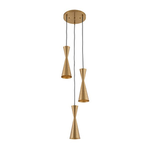 LightFixturesUSA - Starry 3 - Light Cluster Metal Hourglass Shade Round Pendant - Pendant Light - Brass - 