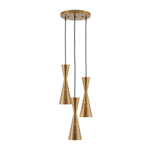 LightFixturesUSA - Starry 3 - Light Cluster Metal Hourglass Shade Round Pendant - Pendant Light - Brass - 