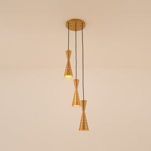 LightFixturesUSA - Starry 3 - Light Cluster Metal Hourglass Shade Round Pendant - Pendant Light - Brass - 
