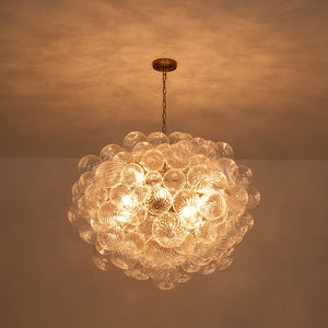 LightFixturesUSA - Statement Brass Cluster Ribbed Glass Bubble Orb Chandelier - Chandelier - Brass - 