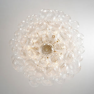 LightFixturesUSA - Statement Brass Cluster Ribbed Glass Bubble Orb Chandelier - Chandelier - Brass - 
