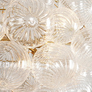 LightFixturesUSA - Statement Brass Cluster Ribbed Glass Bubble Orb Chandelier - Chandelier - Brass - 