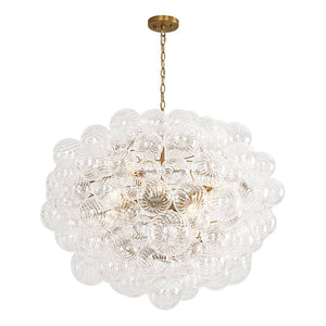 LightFixturesUSA - Statement Brass Cluster Ribbed Glass Bubble Orb Chandelier - Chandelier - Brass - 