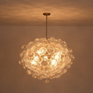 LightFixturesUSA - Statement Brass Cluster Ribbed Glass Bubble Orb Chandelier - Chandelier - Brass - 