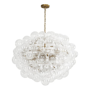 LightFixturesUSA - Statement Brass Cluster Ribbed Glass Bubble Orb Chandelier - Chandelier - Brass - 