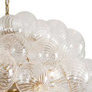 LightFixturesUSA - Statement Brass Cluster Ribbed Glass Bubble Orb Chandelier - Chandelier - Brass - 