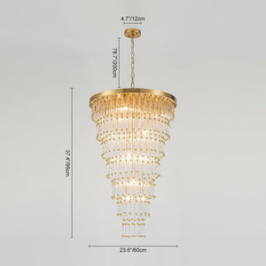 LightFixturesUSA - Statement Luxury Glass Tassel Tiered Round Entry Chandelier - Chandelier - Brass - 