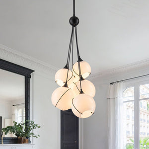 LightFixturesUSA - Statement Shine Opal Glass Globe Cluster Chandelier - Chandelier - 6 - Lt - 