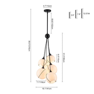 LightFixturesUSA - Statement Shine Opal Glass Globe Cluster Chandelier - Chandelier - 6 - Lt - 