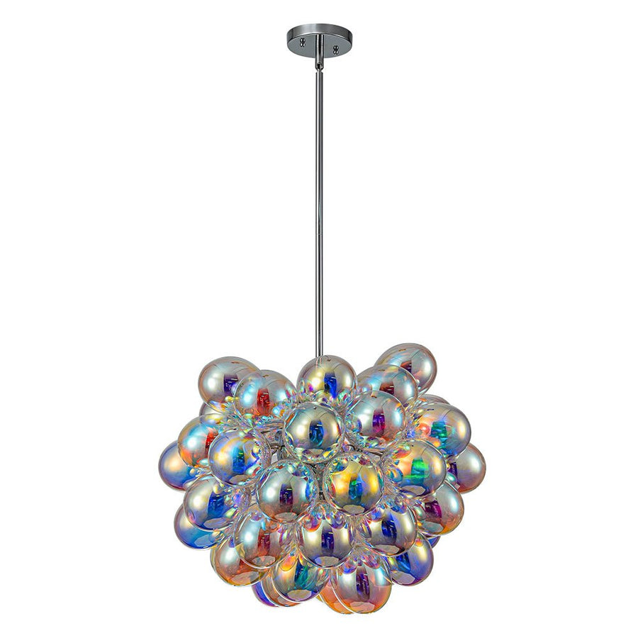 LightFixturesUSA-Stylish Bauhaus Cluster Stained Glass Bubble Chandelier-Chandelier-Nickel-