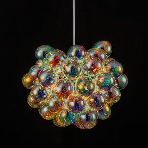 LightFixturesUSA-Stylish Bauhaus Cluster Stained Glass Bubble Chandelier-Chandelier-Nickel-