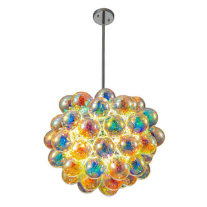 LightFixturesUSA-Stylish Bauhaus Cluster Stained Glass Bubble Chandelier-Chandelier-Nickel-