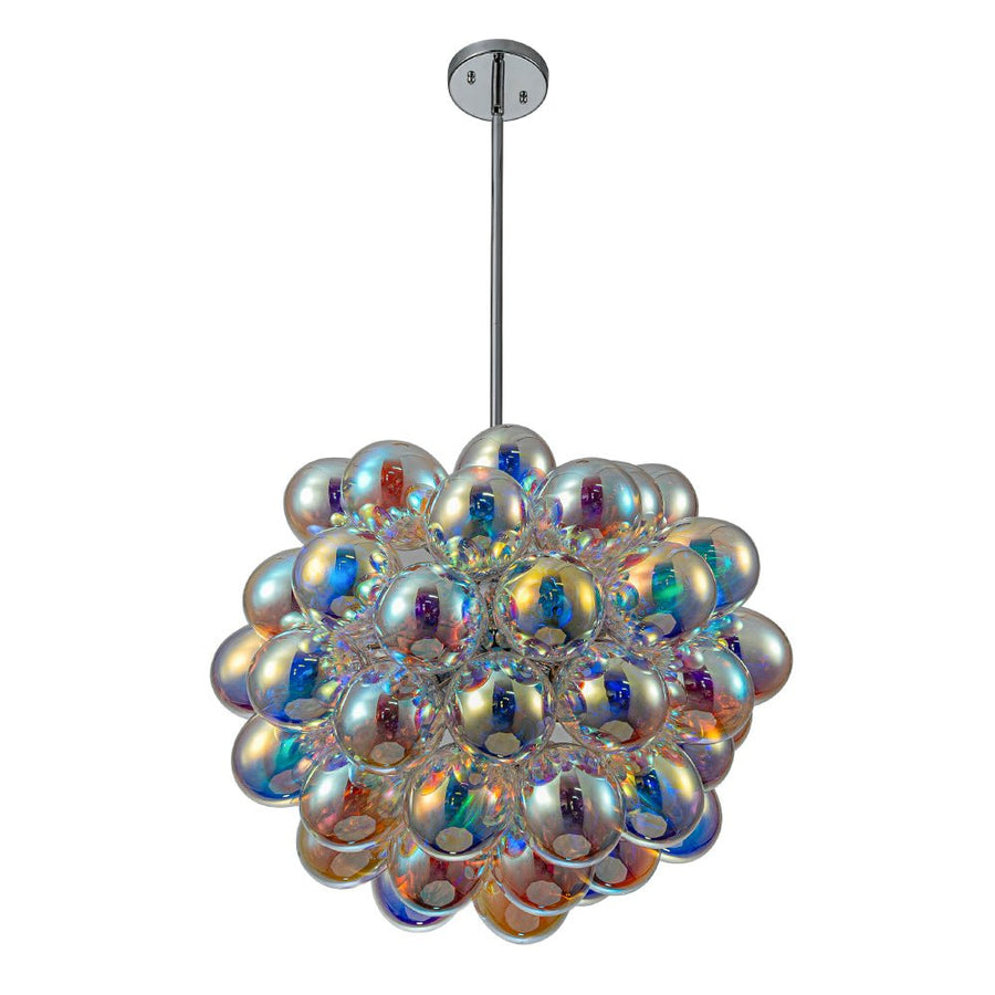 LightFixturesUSA-Stylish Bauhaus Cluster Stained Glass Bubble Chandelier-Chandelier-Nickel-