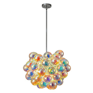 LightFixturesUSA-Stylish Bauhaus Cluster Stained Glass Bubble Chandelier-Chandelier-Nickel-