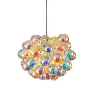 LightFixturesUSA-Stylish Bauhaus Cluster Stained Glass Bubble Chandelier-Chandelier-Nickel-