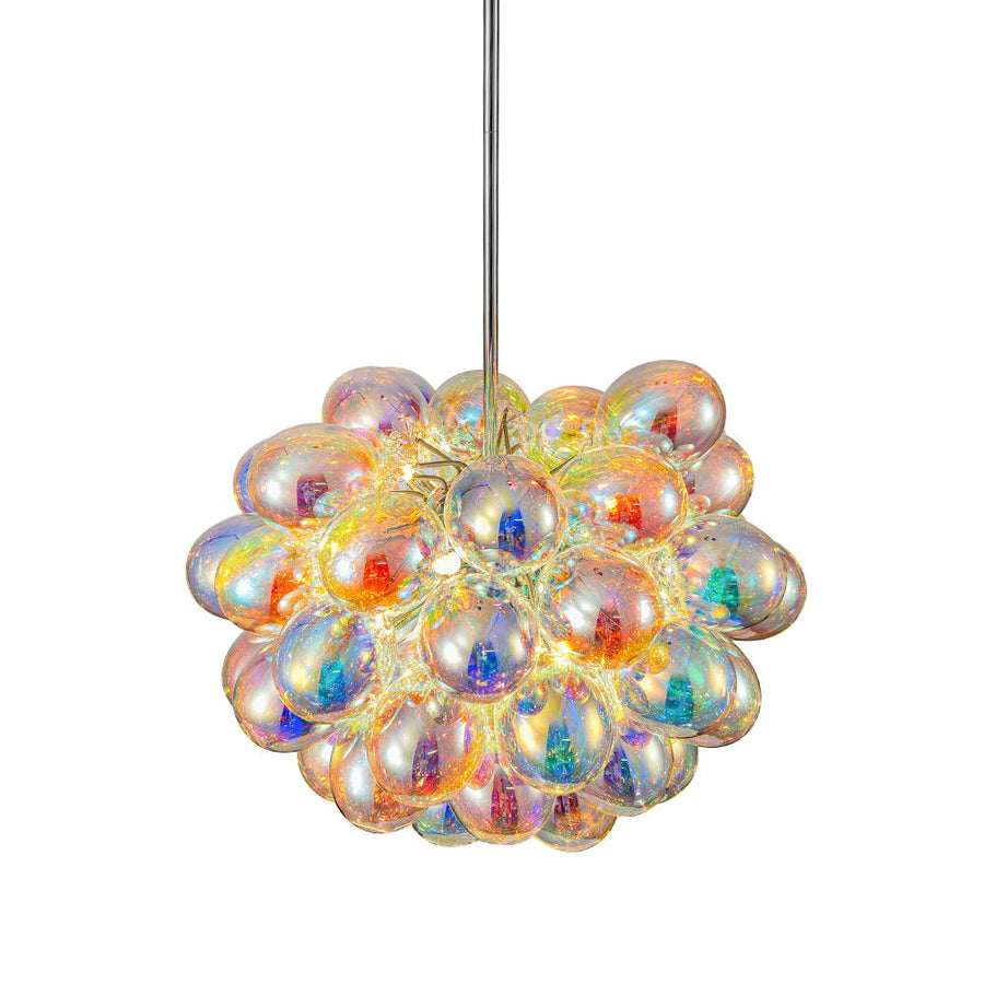 LightFixturesUSA-Stylish Bauhaus Cluster Stained Glass Bubble Chandelier-Chandelier-Nickel-