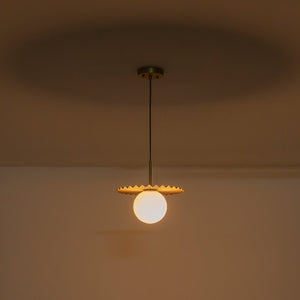 LightFixturesUSA - Sunburst Brass 1 - Light Shine Opal Glass Globe Pendant - Pendant Light - Brass - 