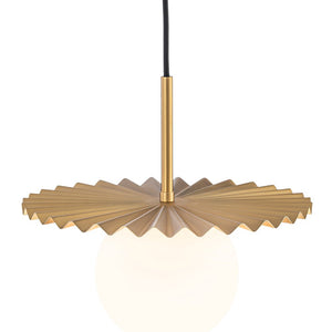 LightFixturesUSA - Sunburst Brass 1 - Light Shine Opal Glass Globe Pendant - Pendant Light - Brass - 