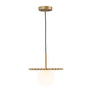 LightFixturesUSA - Sunburst Brass 1 - Light Shine Opal Glass Globe Pendant - Pendant Light - Brass - 