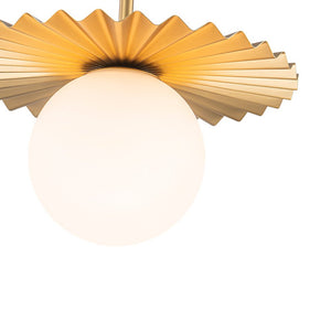 LightFixturesUSA - Sunburst Brass 1 - Light Shine Opal Glass Globe Pendant - Pendant Light - Brass - 