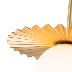 LightFixturesUSA - Sunburst Brass 1 - Light Shine Opal Glass Globe Pendant - Pendant Light - Brass - 