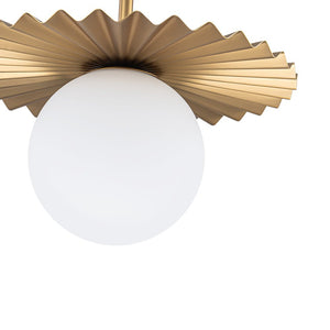 LightFixturesUSA - Sunburst Brass 1 - Light Shine Opal Glass Globe Pendant - Pendant Light - Brass - 