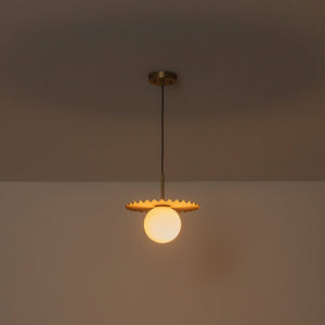 LightFixturesUSA - Sunburst Brass 1 - Light Shine Opal Glass Globe Pendant - Pendant Light - Brass - 