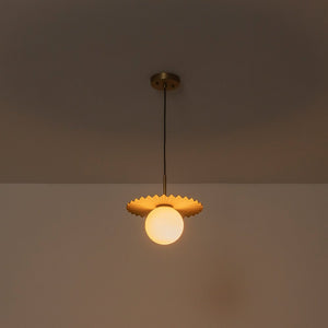 LightFixturesUSA - Sunburst Brass 1 - Light Shine Opal Glass Globe Pendant - Pendant Light - Brass - 