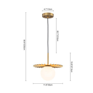 LightFixturesUSA - Sunburst Brass 1 - Light Shine Opal Glass Globe Pendant - Pendant Light - Brass - 