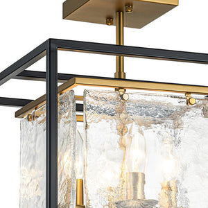 LightFixturesUSA - Textured Glass Candle Style Square Lantern Ceiling Light - Ceiling Light - 14 in - 