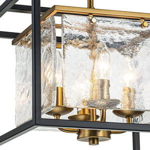 LightFixturesUSA - Textured Glass Candle Style Square Lantern Ceiling Light - Ceiling Light - 14 in - 