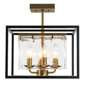 LightFixturesUSA - Textured Glass Candle Style Square Lantern Ceiling Light - Ceiling Light - 14 in - 