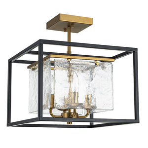 LightFixturesUSA - Textured Glass Candle Style Square Lantern Ceiling Light - Ceiling Light - 14 in - 
