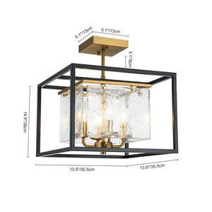 LightFixturesUSA - Textured Glass Candle Style Square Lantern Ceiling Light - Ceiling Light - 14 in - 