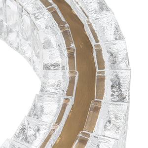 LightFixturesUSA - Textured Glass Icy Style Ring Dimmable LED Chandelier - Chandelier - Brass - 