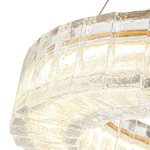 LightFixturesUSA - Textured Glass Icy Style Ring Dimmable LED Chandelier - Chandelier - Brass - 
