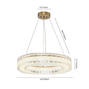 LightFixturesUSA - Textured Glass Icy Style Ring Dimmable LED Chandelier - Chandelier - Brass - 
