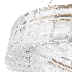 LightFixturesUSA - Textured Glass Icy Style Ring Dimmable LED Chandelier - Chandelier - Brass - 