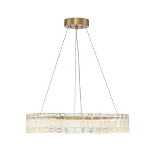 LightFixturesUSA - Textured Glass Icy Style Ring Dimmable LED Chandelier - Chandelier - Brass - 