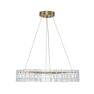 LightFixturesUSA - Textured Glass Icy Style Ring Dimmable LED Chandelier - Chandelier - Brass - 