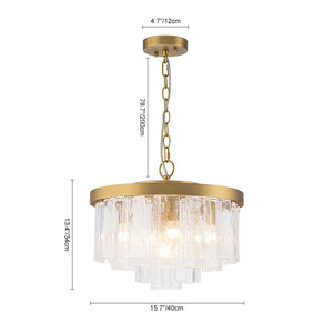 LightFixturesUSA - Tiered Hammered Water Glass Round Semi Flush Mount - Ceiling Light - Black - 