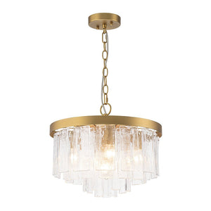 LightFixturesUSA - Tiered Hammered Water Glass Round Semi Flush Mount - Ceiling Light - Black - 