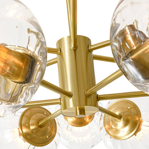 LightFixturesUSA - Tiered Ribbed Glass Globe Round Sputnik Chandelier - Chandelier - Brass - 