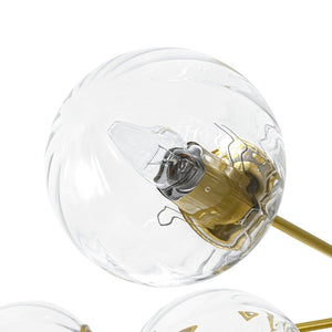 LightFixturesUSA - Tiered Ribbed Glass Globe Round Sputnik Chandelier - Chandelier - Brass - 