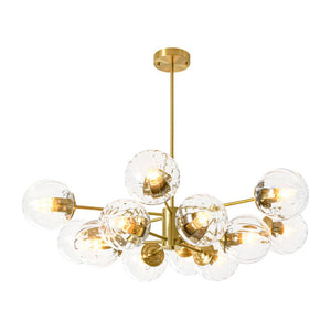 LightFixturesUSA - Tiered Ribbed Glass Globe Round Sputnik Chandelier - Chandelier - Brass - 