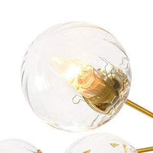 LightFixturesUSA - Tiered Ribbed Glass Globe Round Sputnik Chandelier - Chandelier - Brass - 