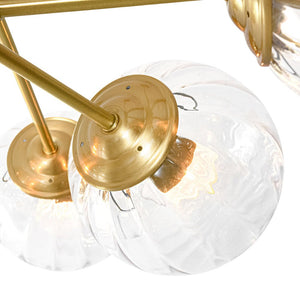 LightFixturesUSA - Tiered Ribbed Glass Globe Round Sputnik Chandelier - Chandelier - Brass - 