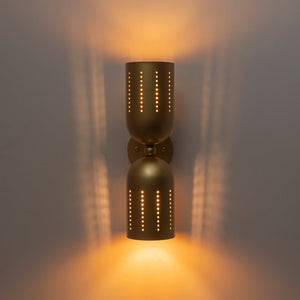 LightFixturesUSA - Tulip 2 - Light Brass Up Down Hourglass Vanity Wall Sconce - Wall Sconce - 2 Packs - 