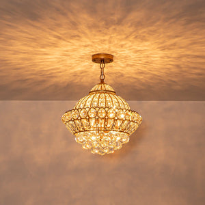 LightFixturesUSA-Victorian Antique Gold Bronze Crystal Empire Globe Chandelier-Chandelier-17.3 in-