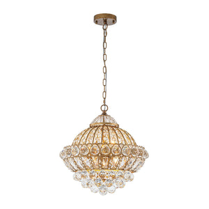LightFixturesUSA-Victorian Antique Gold Bronze Crystal Empire Globe Chandelier-Chandelier-17.3 in-